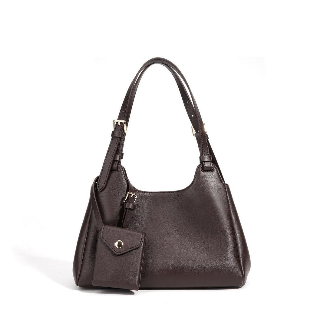 Women’s hobo bag made of high-quality leather with detachable mini-wallet