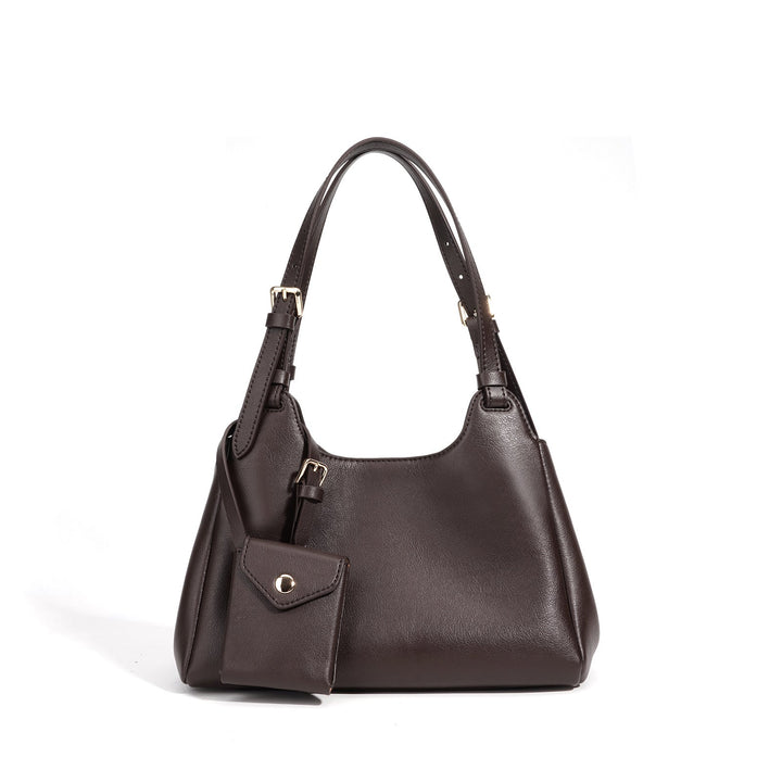 Women’s hobo bag made of high-quality leather with detachable mini-wallet