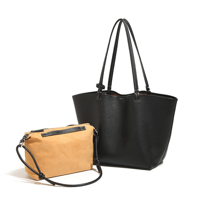 Women's tote bag set made of high-quality synthetic leather with practical mini bag