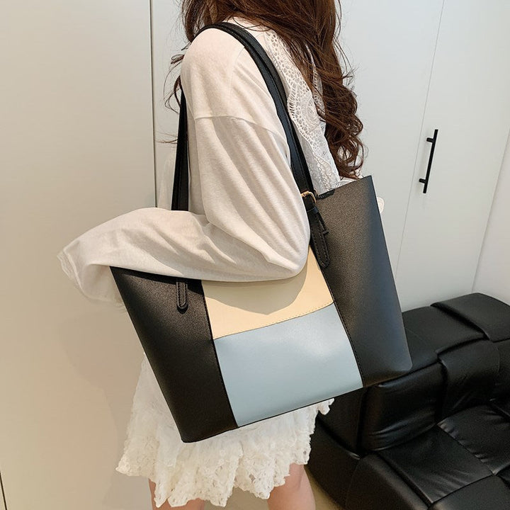 Women's spacious tote bag with elegant color block details