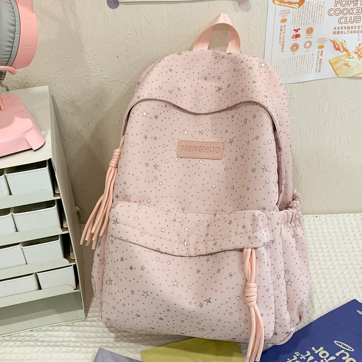 Star-Print Casual School Backpack