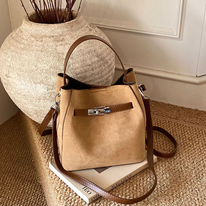 Ladies elegant suede tote bag