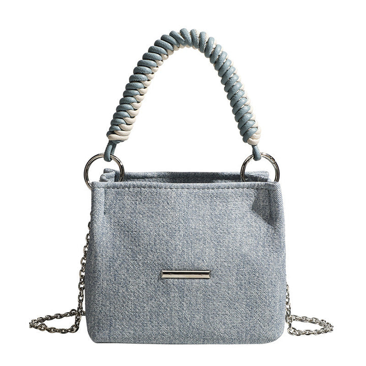 Women's Denim Mini Handbag with Elegant Chain Strap