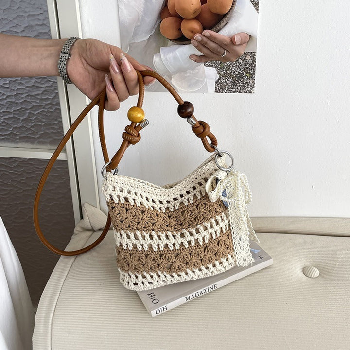 Women crocheted shoulder bag with decorative details