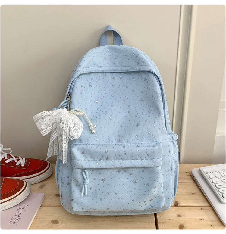 Stylish Star-Print Casual School Backpack