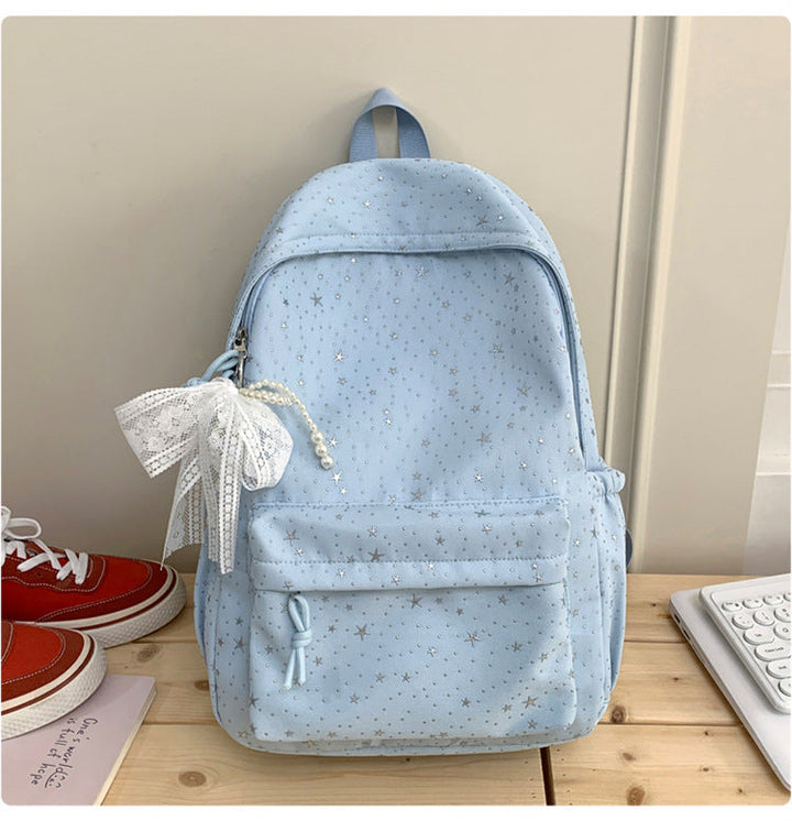 Stylish Star-Print Casual School Backpack
