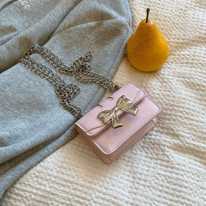 Ladies Mini Handbag with Shimmering Bow Closure