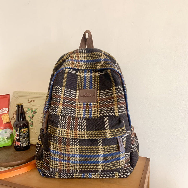 Cozy Plaid Patterned School Backpack