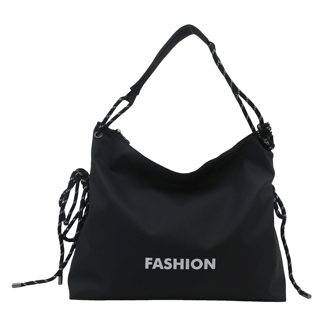 Women's stylish tote bag with braided drawstring