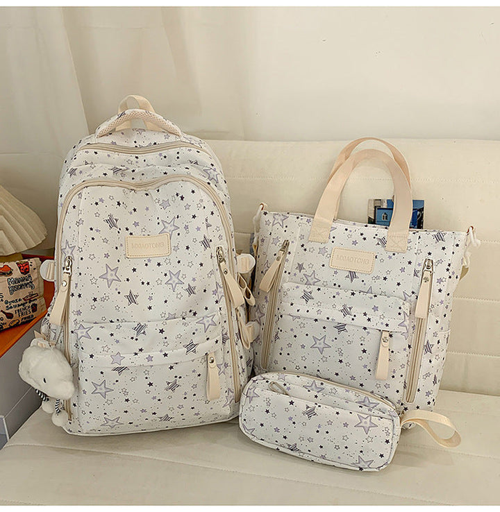 Star-Printed Multipurpose School Backpack and Tote Set