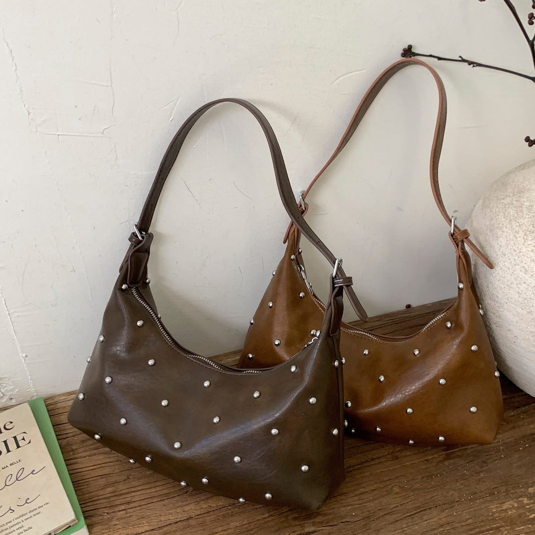 Women's casual shoulder bag with elegant pearl accents