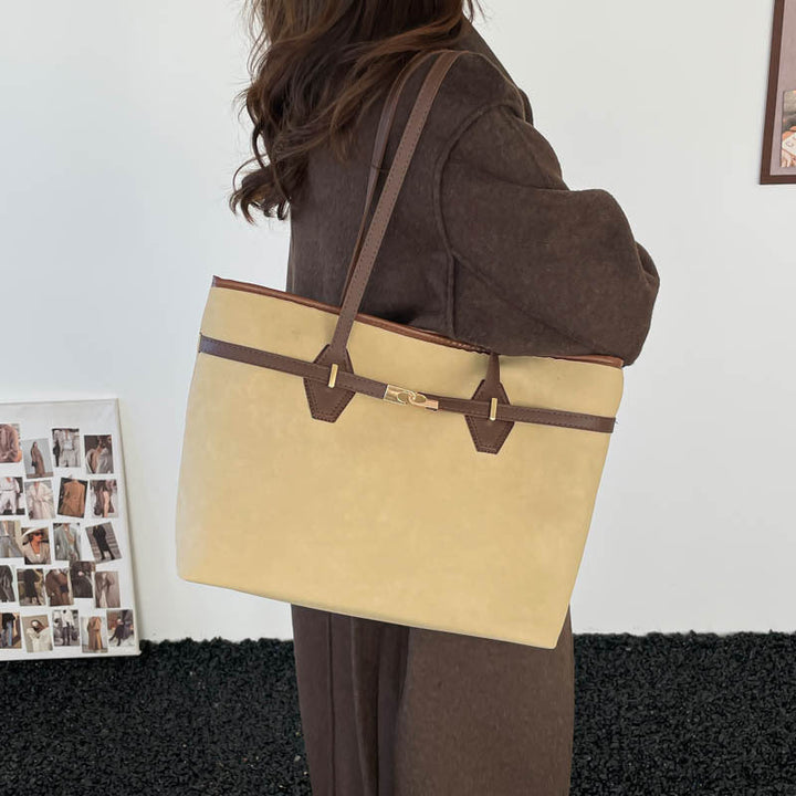 Women versatile tote bag made of soft suede