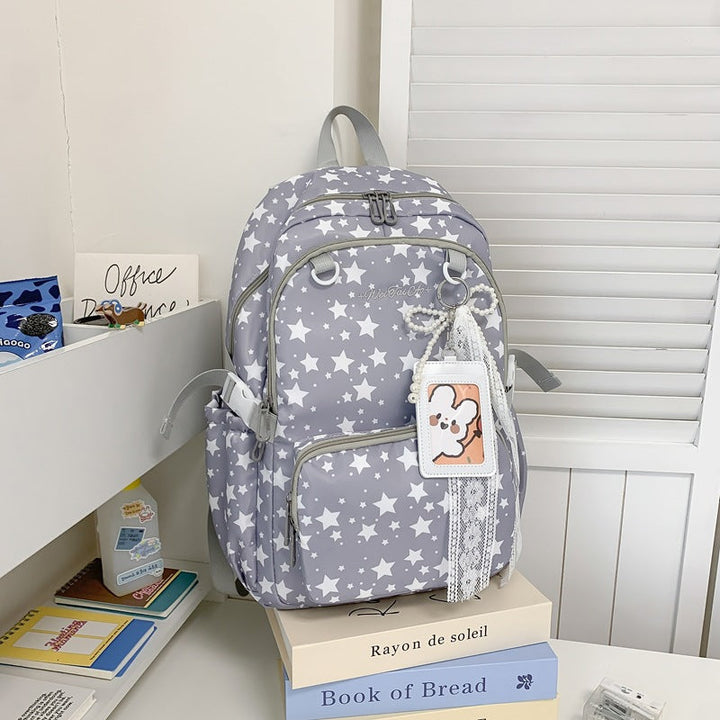 Star-Patterned Multi-Pocket Backpack