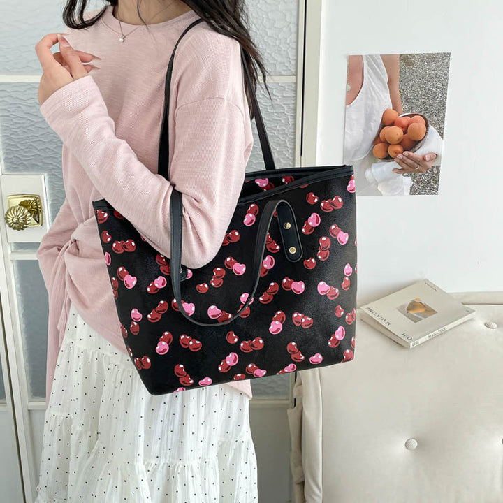 Women Tote Bag with fruity cherry motif