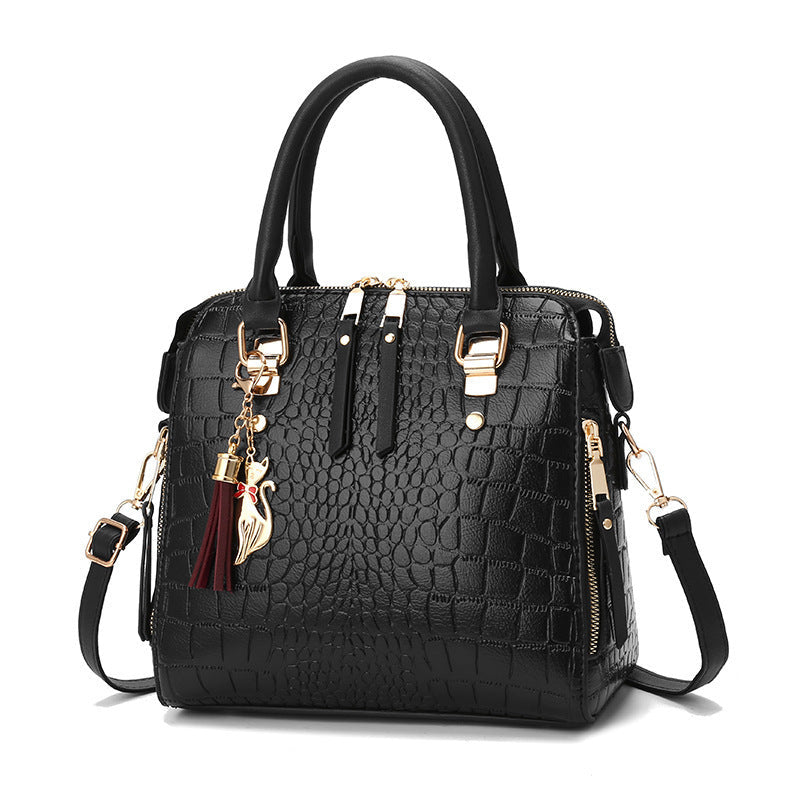 Women's high-quality tote handbag with stylish crocodile leather look and removable shoulder strap
