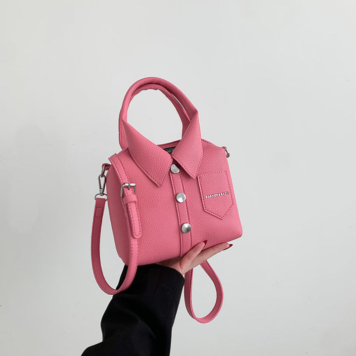 Ladies mini handbag in shirt design with adjustable shoulder strap