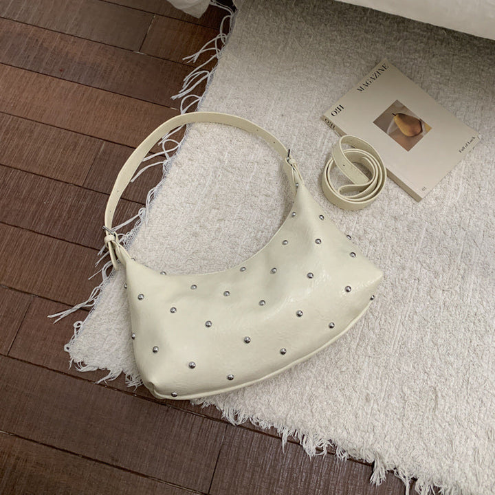 Women's casual shoulder bag with elegant pearl accents
