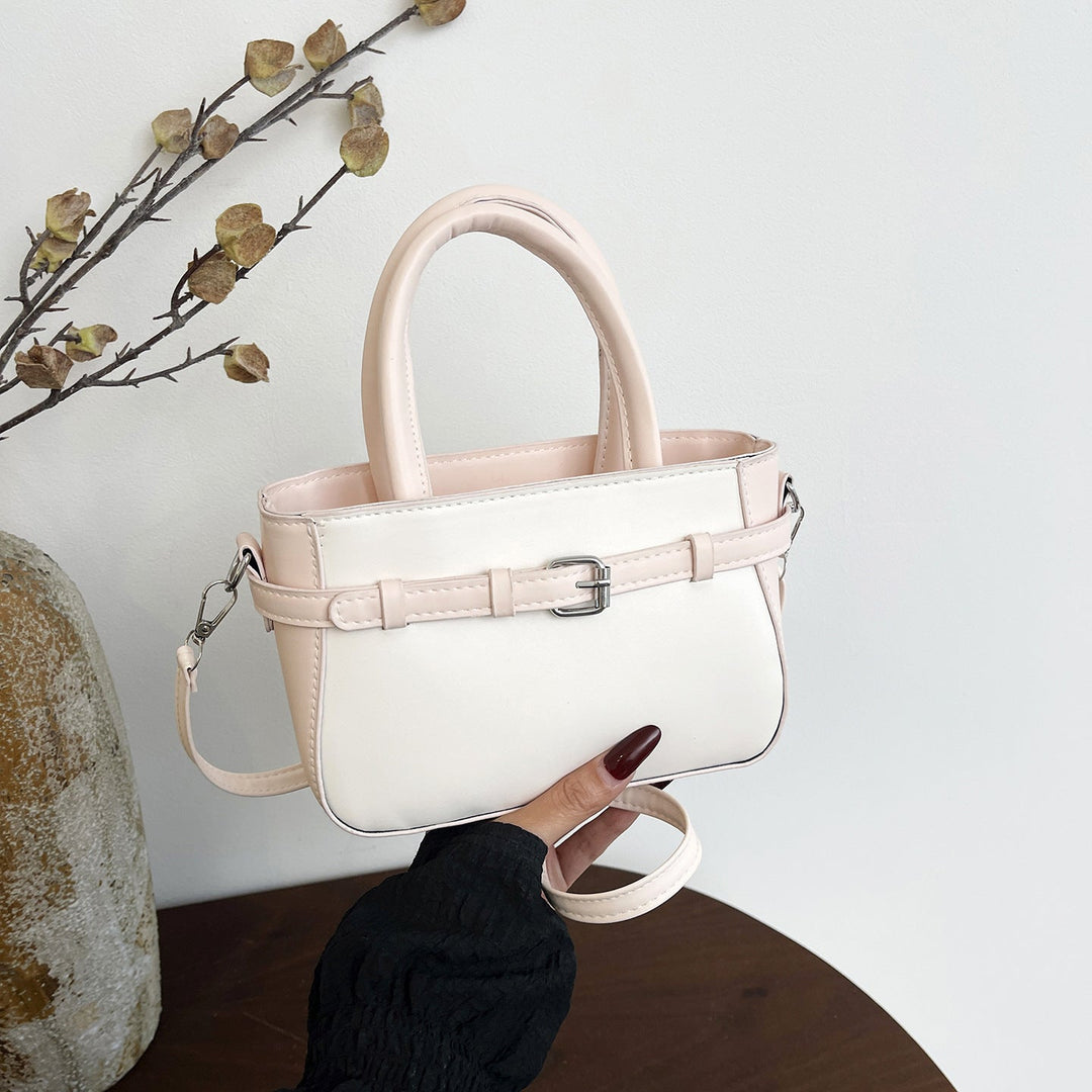 Ladies elegant mini handbag with double carrying handle and removable shoulder chain