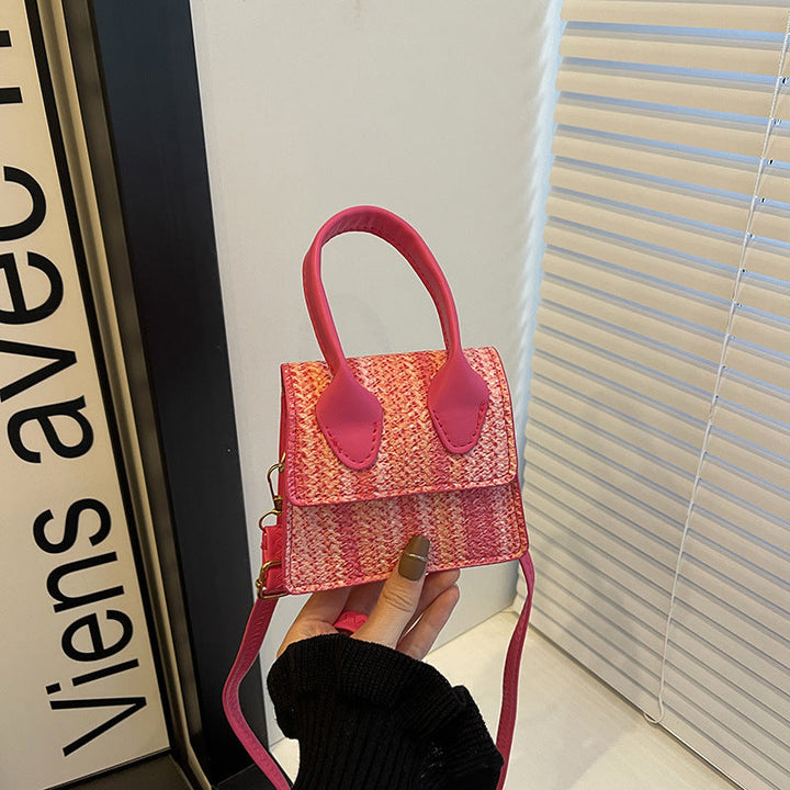 Women's mini bag with woven design and detachable shoulder strap