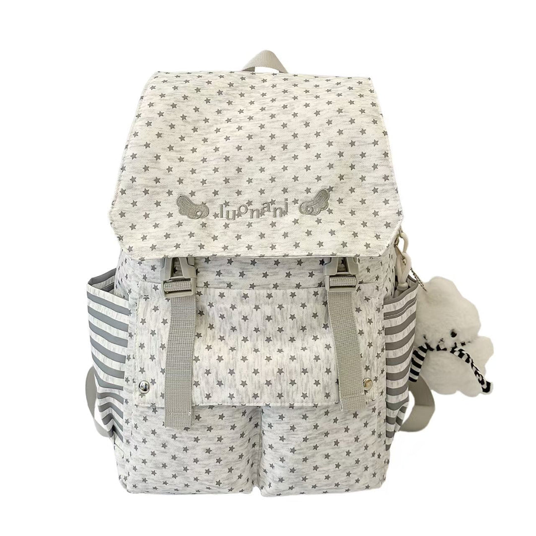 Star-Patterned Multi-Pocket Backpack