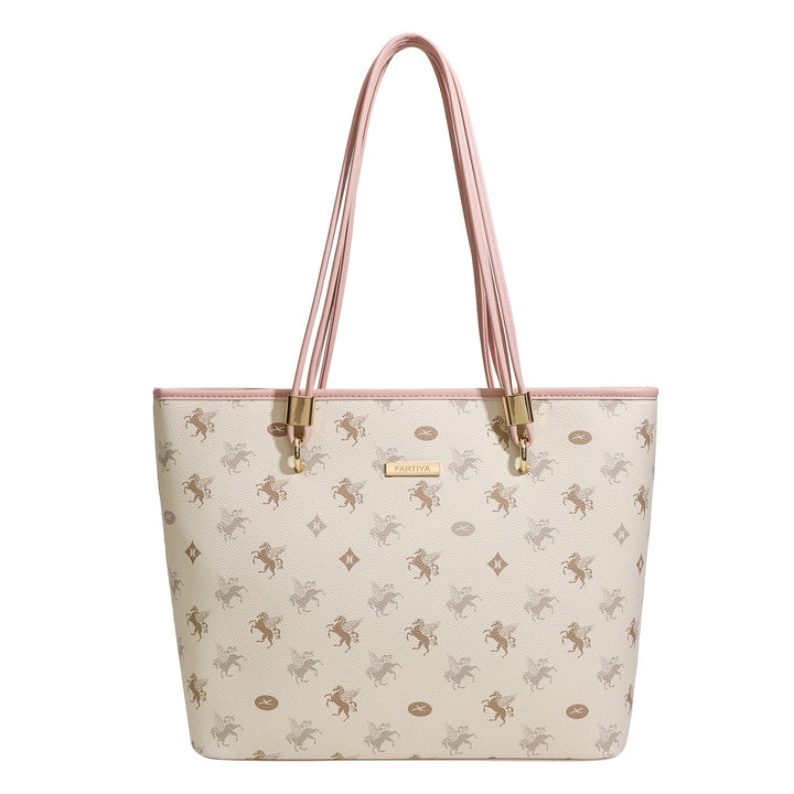 Women's tote bag with elegant horse pattern and sturdy carrying handles