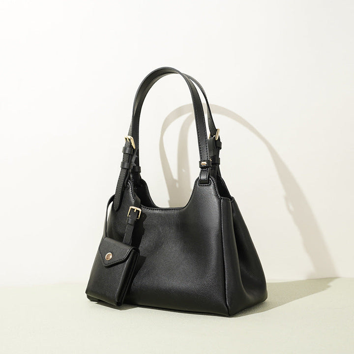 Women’s hobo bag made of high-quality leather with detachable mini-wallet
