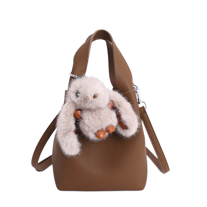 Women's mini handbag with detachable plush charm