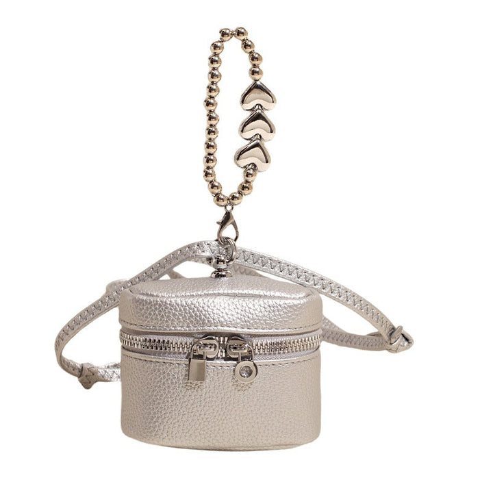 Women’s Mini Shoulder Bag with Decorative Heart Pendant