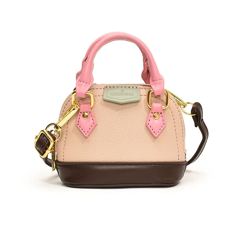 Women’s mini hobo bag made of textured synthetic leather with golden accents