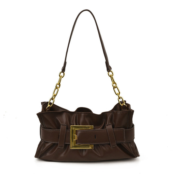 Women's crossbody bag with elegant chain accent and soft upper material