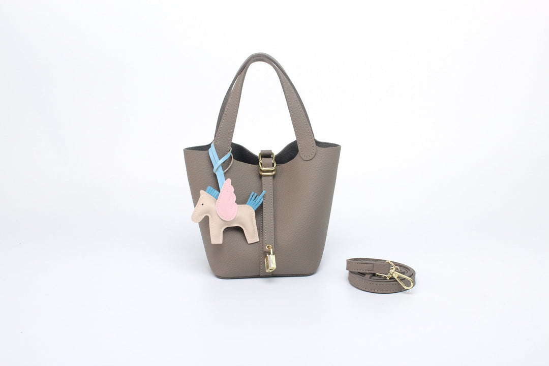 Women's hobo bag with removable mini organizer and charming animal pendant