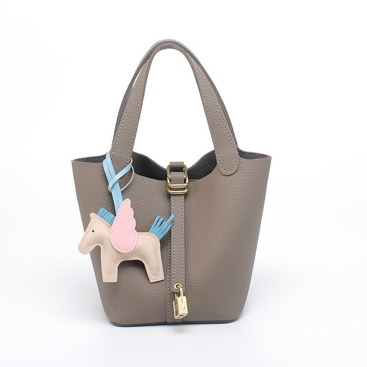 Women's hobo bag with removable mini organizer and charming animal pendant