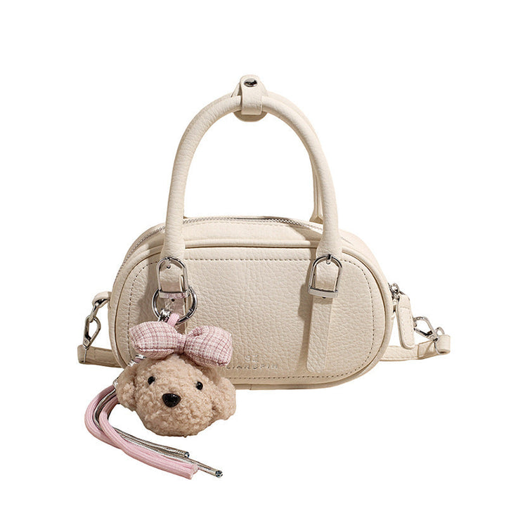 Women's mini handbag with removable teddy keychain
