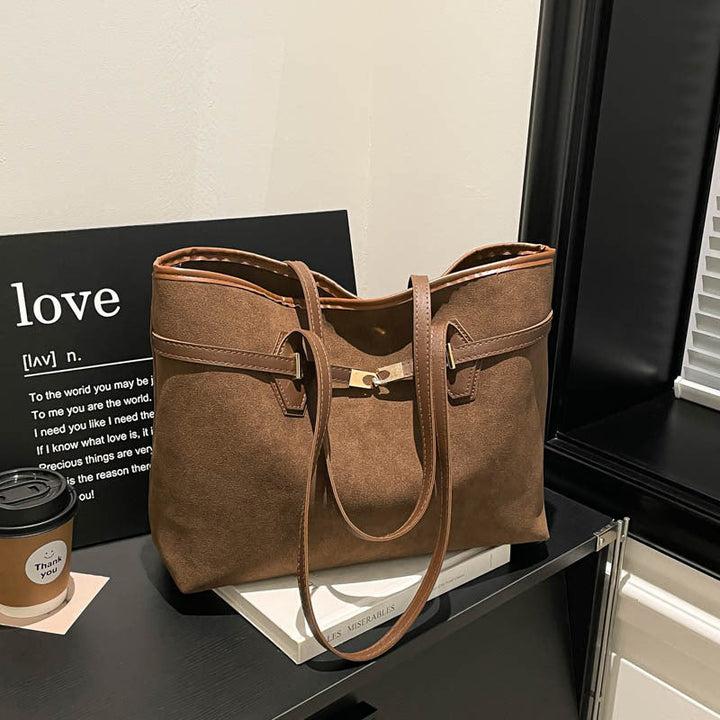 Women versatile tote bag made of soft suede