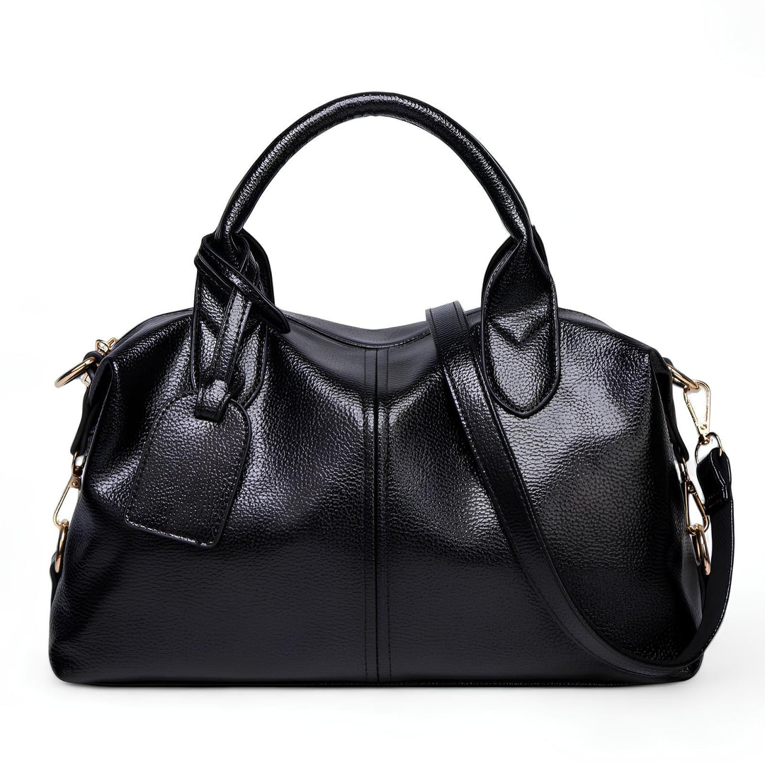 Textured Leather Shoulder Handbag