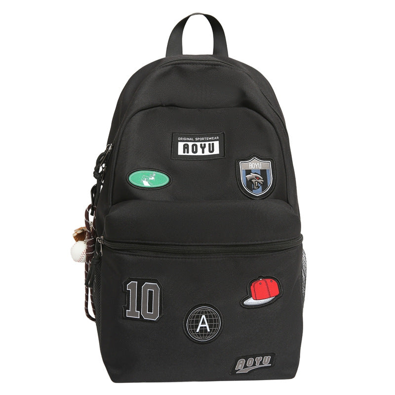 Stylish Graphic Patch School Backpack