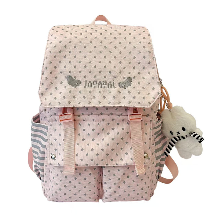 Star-Patterned Multi-Pocket Backpack