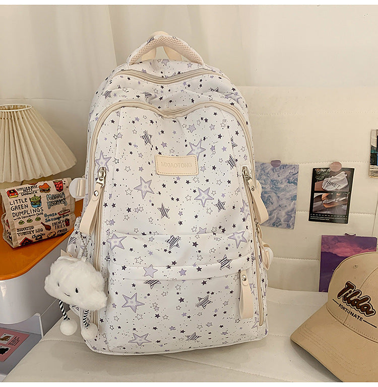 Stylish Star-Printed School Backpack