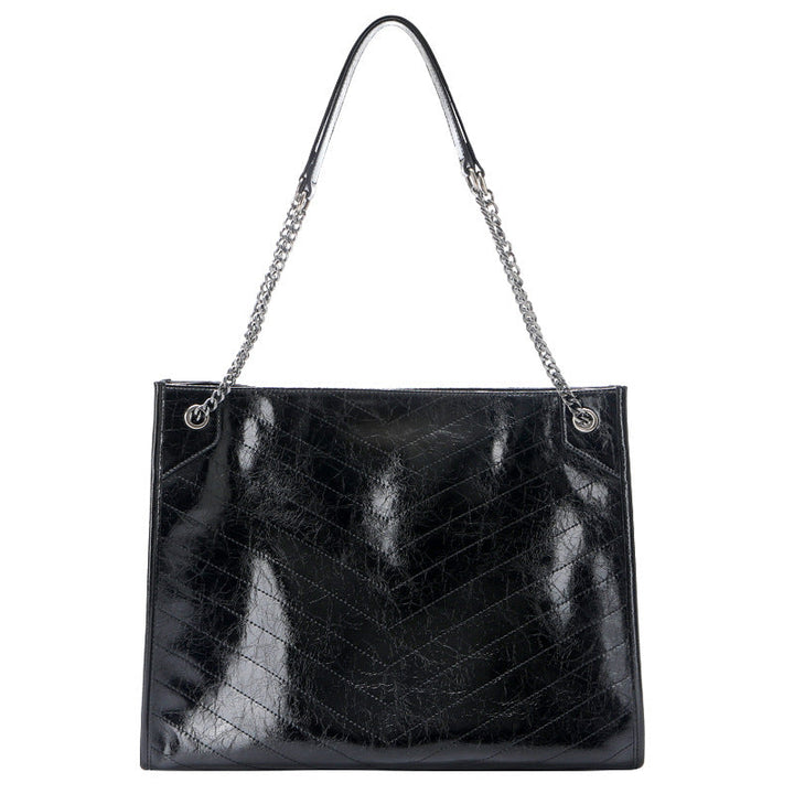 Women's Tote Bag made of shiny faux leather with quilted pattern