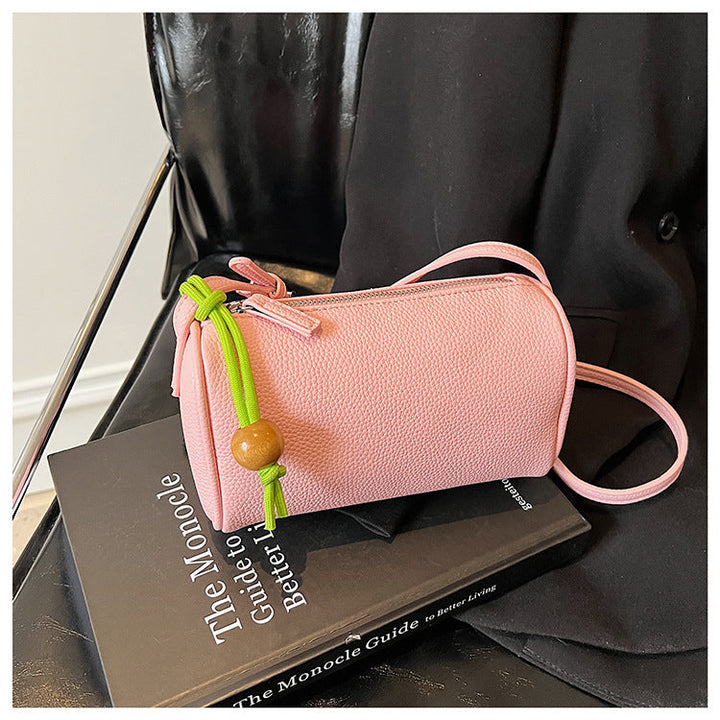 Women's Shoulder Bag made of high-quality synthetic leather with colorful drawstring
