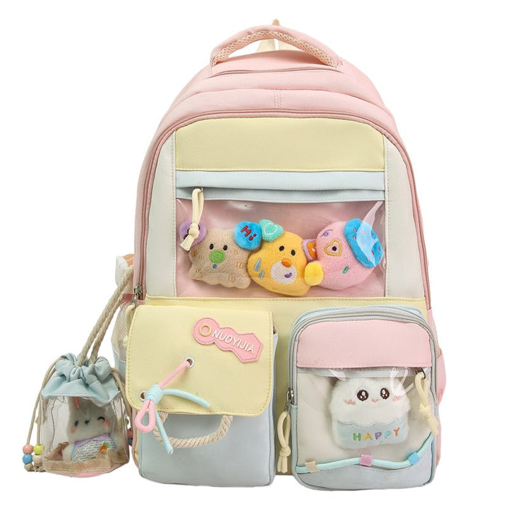 Cute Animal-Themed Multi-Pocket School Backpack