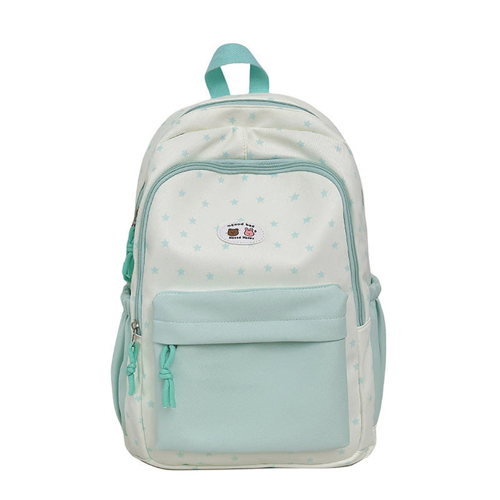 Star-Print Multi-Pocket Backpack