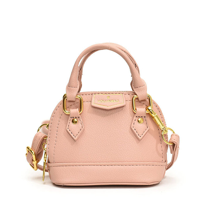 Women’s mini hobo bag made of textured synthetic leather with golden accents