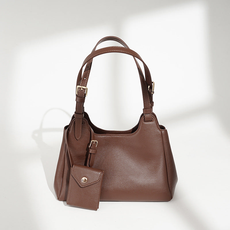 Women’s hobo bag made of high-quality leather with detachable mini-wallet