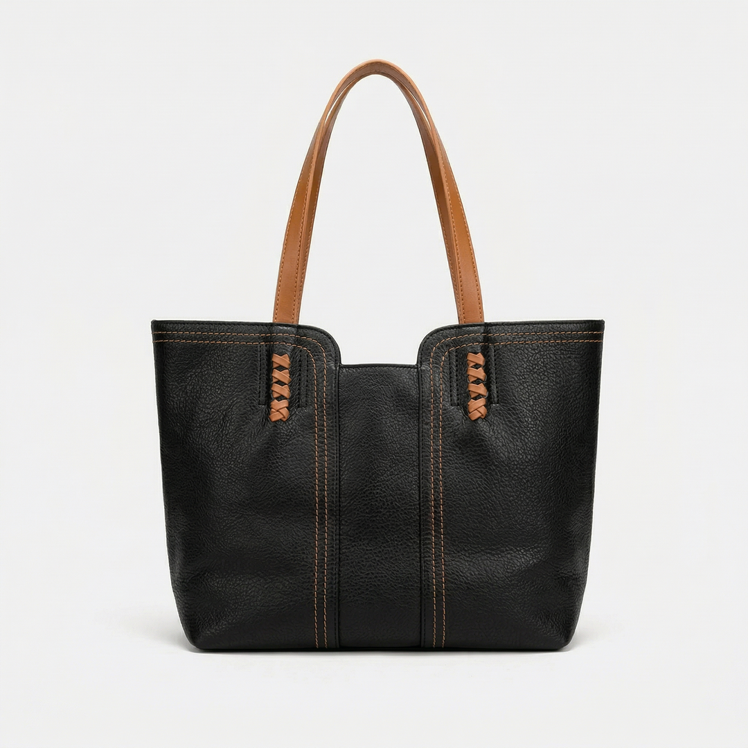 Large vegan leather tote bag, work shoulder bag