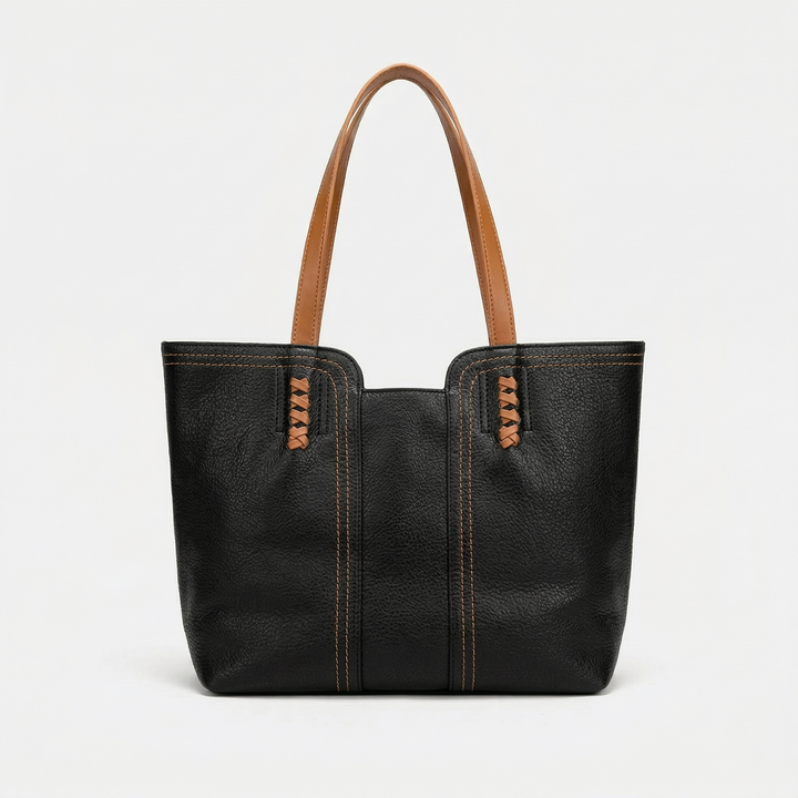Large vegan leather tote bag, work shoulder bag