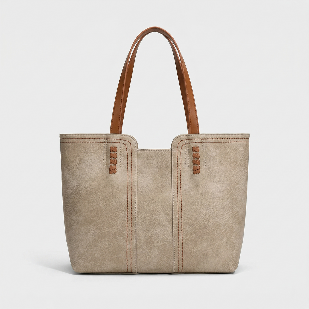 Large vegan leather tote bag, work shoulder bag