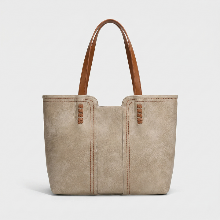 Large vegan leather tote bag, work shoulder bag