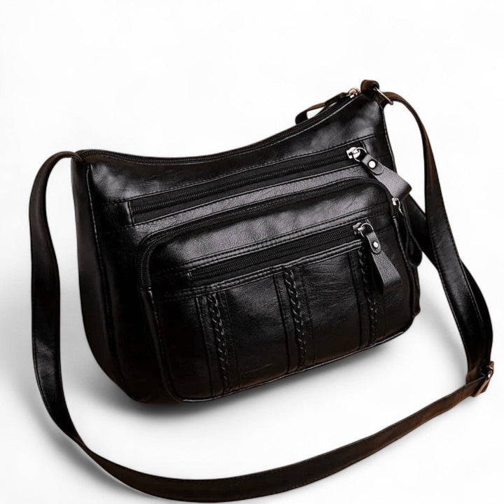 Multi-Pocket Leather Shoulder Bag