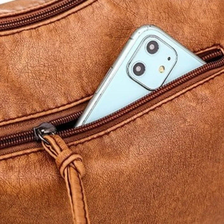 Multi-pocket Shoulder Bag in Leather